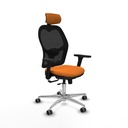 Jorquera traslack malla negra similpiel naranja brazos 3D base aluminio cabecero 2D ruedas 65mm engomada