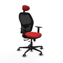 Jorquera traslack malla negra similpiel rojo brazos 1D base nailon cabecero fijo ruedas 65mm engomada