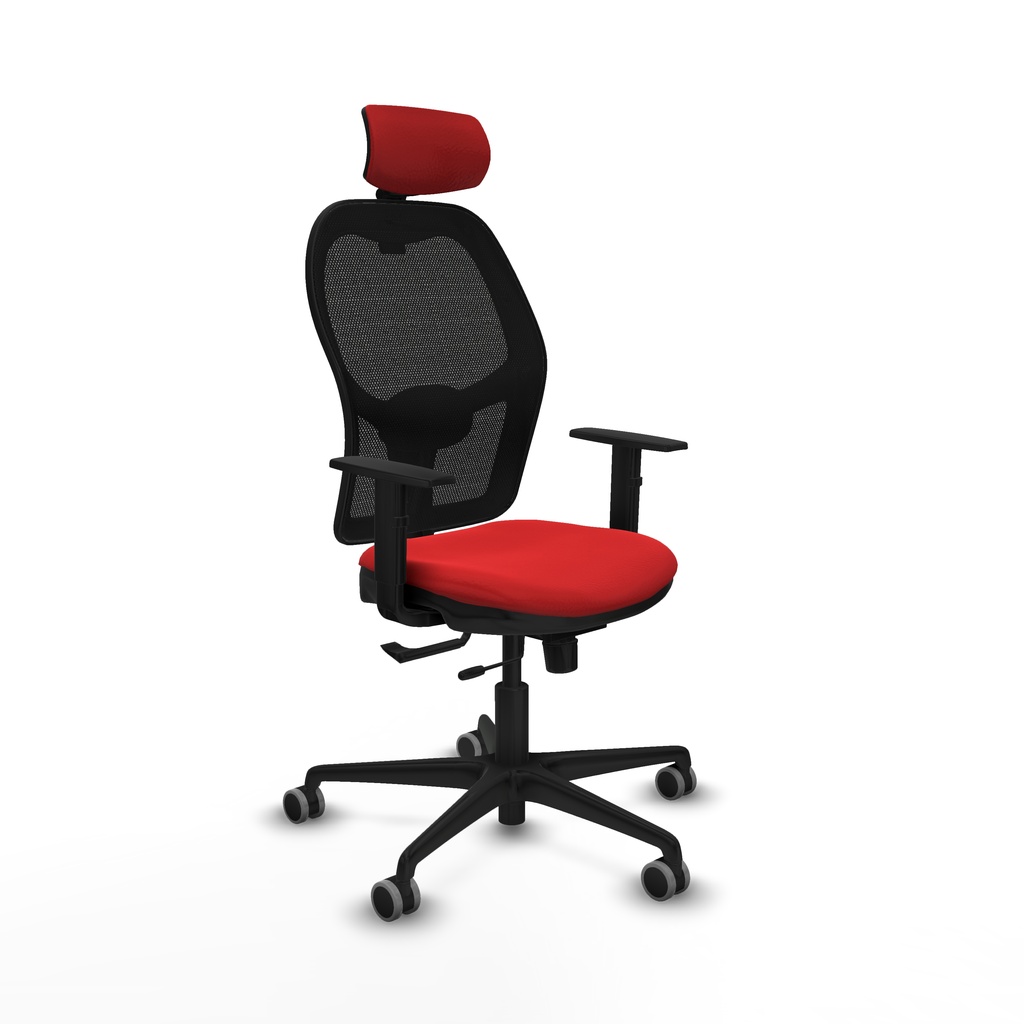 Jorquera traslack malla negra similpiel rojo brazos 1D base nailon cabecero 2D ruedas 65mm engomada