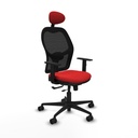 Jorquera traslack malla negra similpiel rojo brazos 1D base nailon cabecero fijo ruedas 65mm nailon