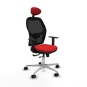 Jorquera traslack malla negra similpiel rojo brazos 1D base aluminio cabecero fijo ruedas 65mm nailon