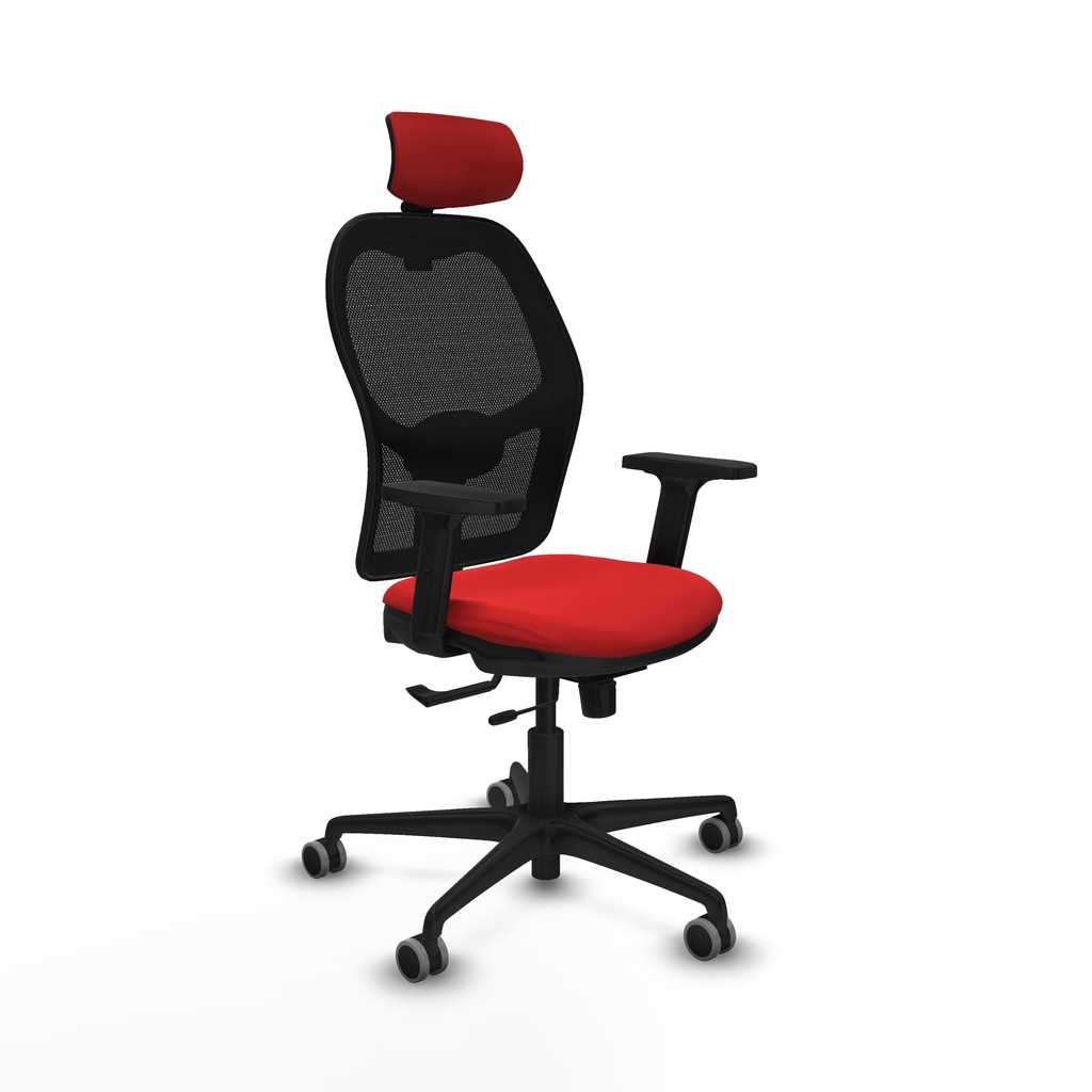 Jorquera traslack malla negra similpiel rojo brazos 2D base nailon cabecero 2D ruedas 65mm engomada