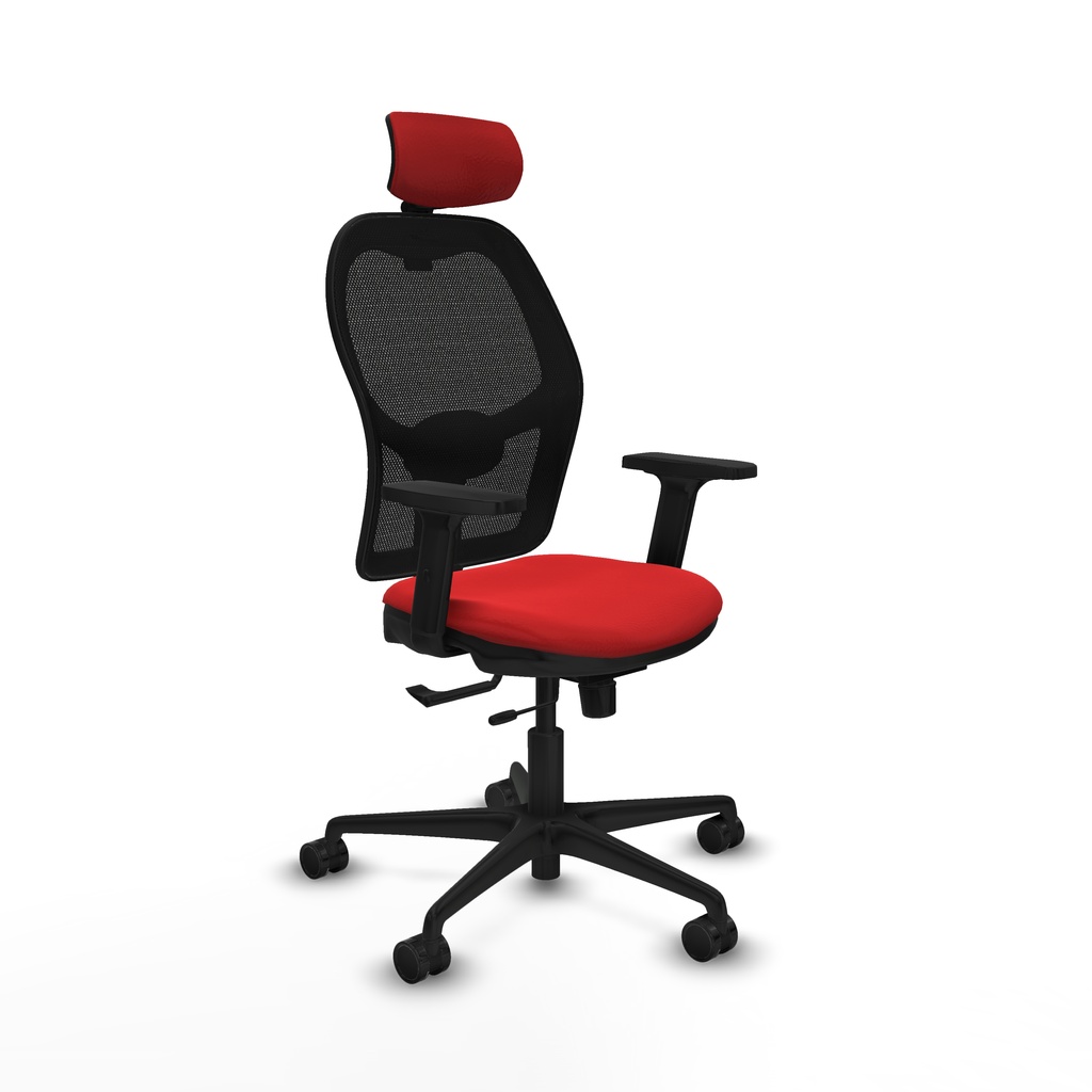 Jorquera traslack malla negra similpiel rojo brazos 2D base nailon cabecero 2D ruedas 65mm nailon