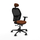 Jorquera traslack malla negra similpiel marrón brazos 2D base nailon cabecero fijo ruedas 65mm nailon