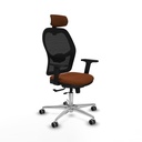 Jorquera traslack malla negra similpiel marrón brazos 2D base aluminio cabecero 2D ruedas 65mm engomada