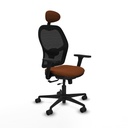 Jorquera traslack malla negra similpiel marrón brazos 3D base nailon cabecero fijo ruedas 65mm nailon