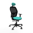 Jorquera traslack malla negra similpiel turquesa brazos 1D base nailon cabecero fijo ruedas 65mm engomada