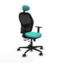 Jorquera traslack malla negra similpiel turquesa brazos 1D base nailon cabecero fijo ruedas 65mm nailon