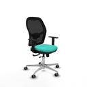 Jorquera traslack malla negra similpiel turquesa brazos 1D base aluminio  ruedas 65mm engomada