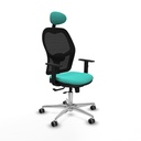 Jorquera traslack malla negra similpiel turquesa brazos 1D base aluminio cabecero fijo ruedas 65mm engomada