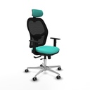 Jorquera traslack malla negra similpiel turquesa brazos 1D base aluminio cabecero 2D ruedas 65mm engomada