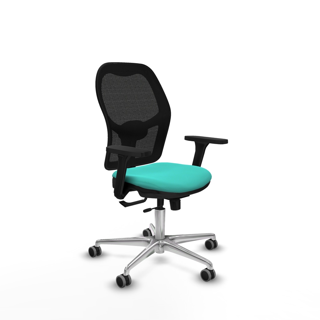 Jorquera traslack malla negra similpiel turquesa brazos 3D base aluminio  ruedas 65mm engomada