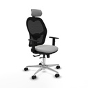 Jorquera traslack malla negra similpiel gris claro brazos 1D base aluminio cabecero 2D ruedas 65mm nailon