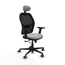 Jorquera traslack malla negra similpiel gris claro brazos 2D base nailon cabecero fijo ruedas 65mm engomada