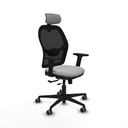 Jorquera traslack malla negra similpiel gris claro brazos 2D base nailon cabecero 2D ruedas 65mm engomada