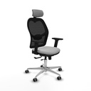 Jorquera traslack malla negra similpiel gris claro brazos 2D base aluminio cabecero 2D ruedas 65mm engomada
