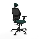 Jorquera traslack malla negra similpiel verde botella brazos 2D base nailon cabecero fijo ruedas 65mm engomada
