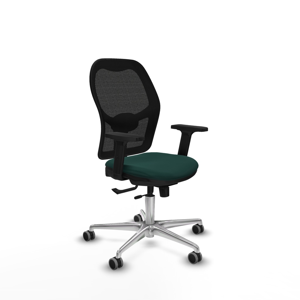 Jorquera traslack malla negra similpiel verde botella brazos 2D base aluminio  ruedas 65mm engomada