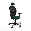 Jorquera traslack malla negra similpiel verde botella brazos 3D base nailon cabecero fijo ruedas 65mm engomada