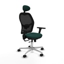 Jorquera traslack malla negra similpiel verde botella brazos 3D base aluminio cabecero fijo ruedas 65mm nailon