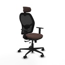 Jorquera traslack malla negra similpiel marrón oscuro brazos 1D base nailon cabecero 2D ruedas 65mm nailon
