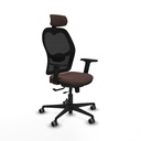 Jorquera traslack malla negra similpiel marrón oscuro brazos 2D base nailon cabecero 2D ruedas 65mm engomada
