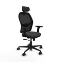 Jorquera traslack malla negra similpiel gris oscuro brazos 2D base nailon cabecero 2D ruedas 65mm nailon