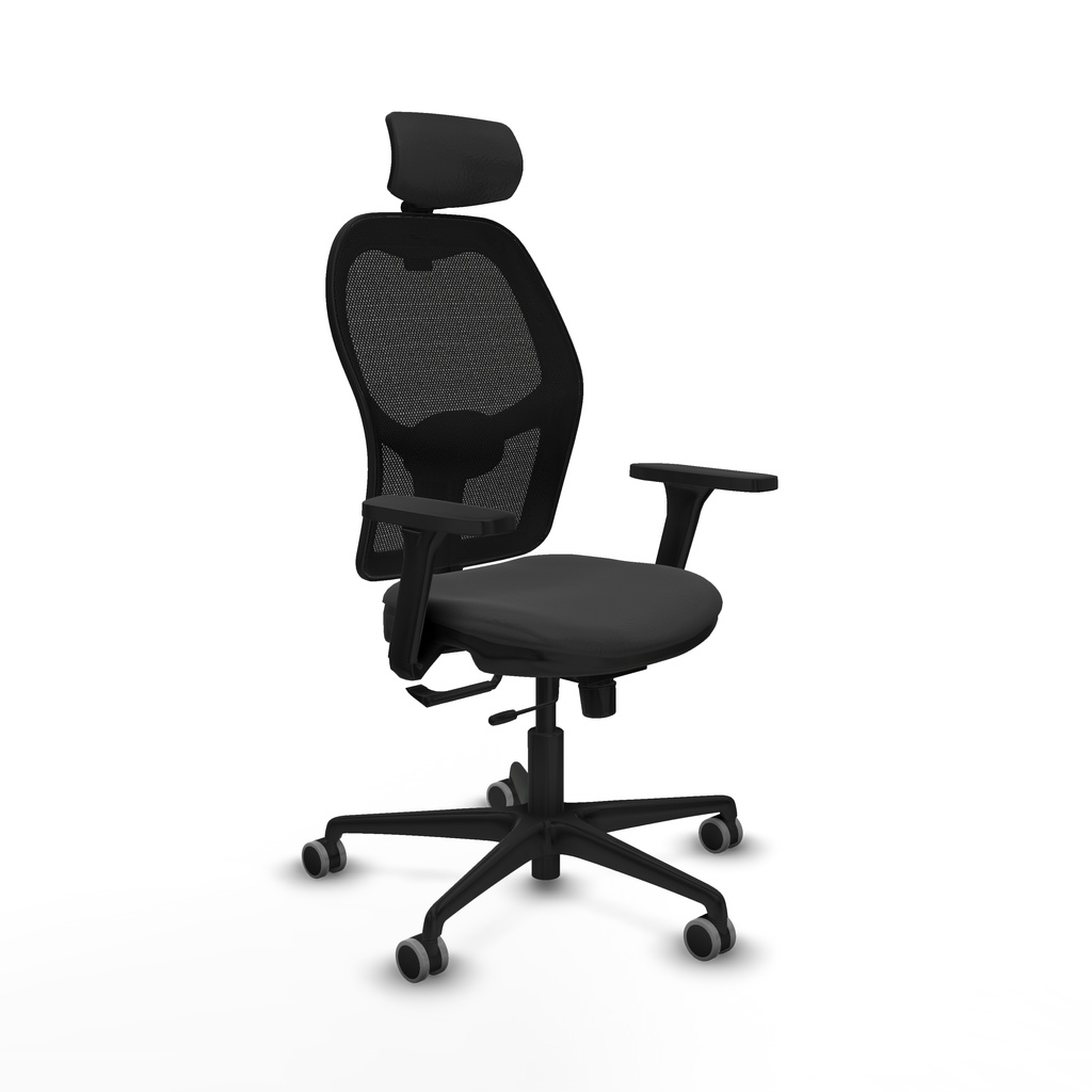Jorquera traslack malla negra similpiel gris oscuro brazos 3D base nailon cabecero 2D ruedas 65mm engomada