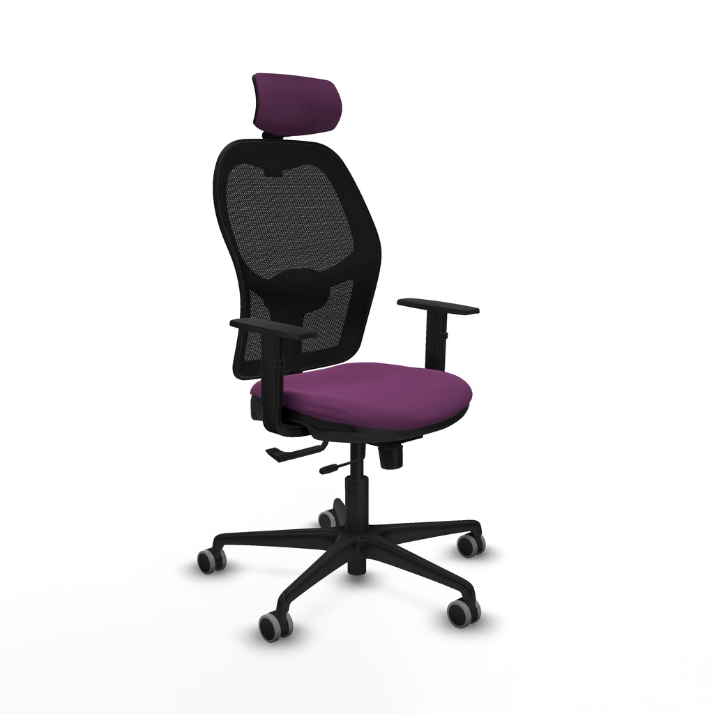 Jorquera traslack malla negra similpiel morado brazos 1D base nailon cabecero 2D ruedas 65mm engomada