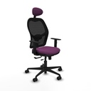 Jorquera traslack malla negra similpiel morado brazos 1D base nailon cabecero fijo ruedas 65mm nailon