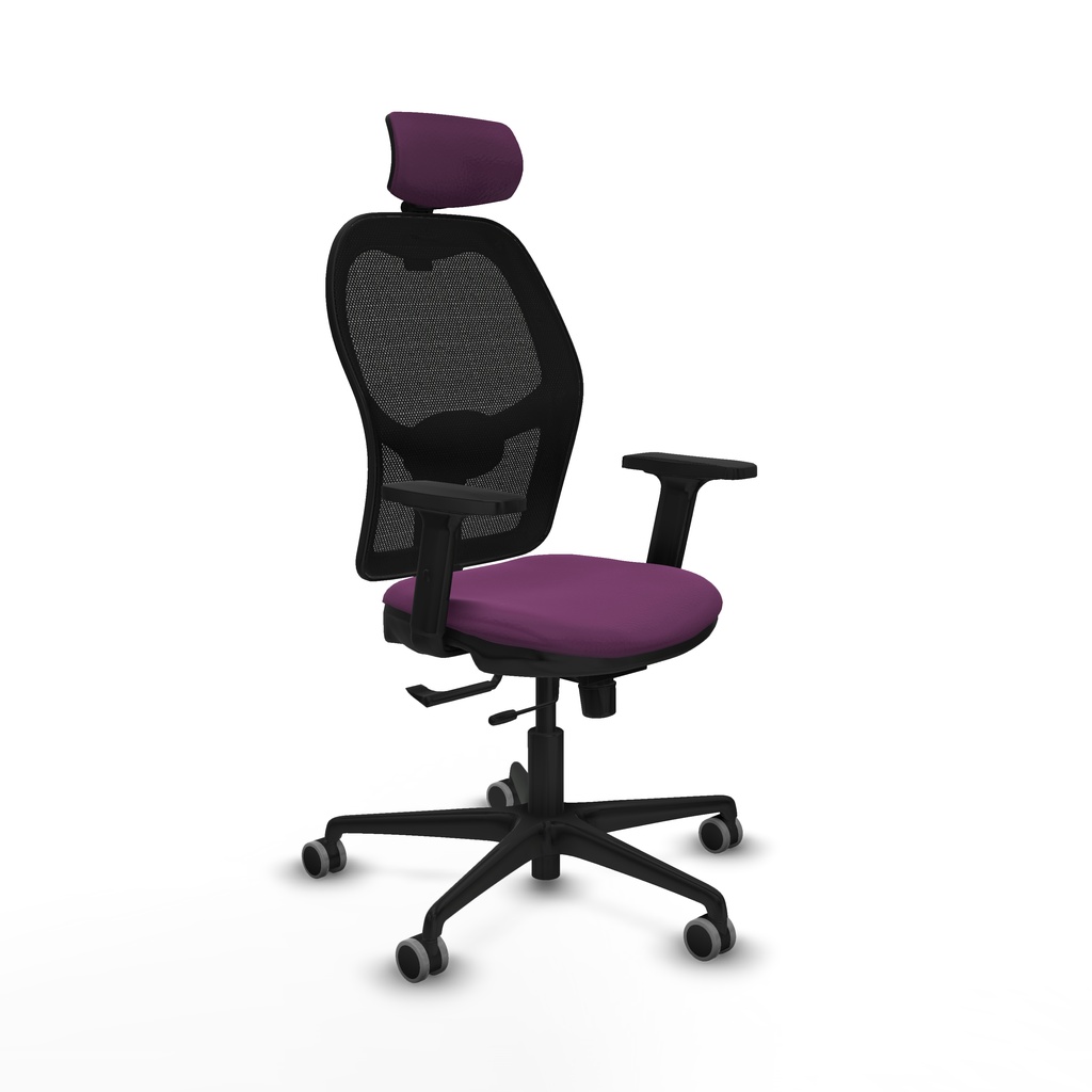 Jorquera traslack malla negra similpiel morado brazos 2D base nailon cabecero 2D ruedas 65mm engomada