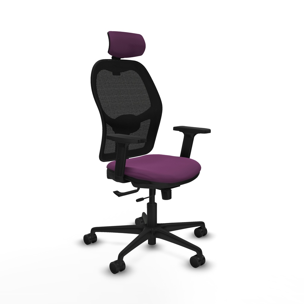 Jorquera traslack malla negra similpiel morado brazos 2D base nailon cabecero 2D ruedas 65mm nailon
