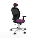 Jorquera traslack malla negra similpiel morado brazos 2D base aluminio cabecero fijo ruedas 65mm nailon