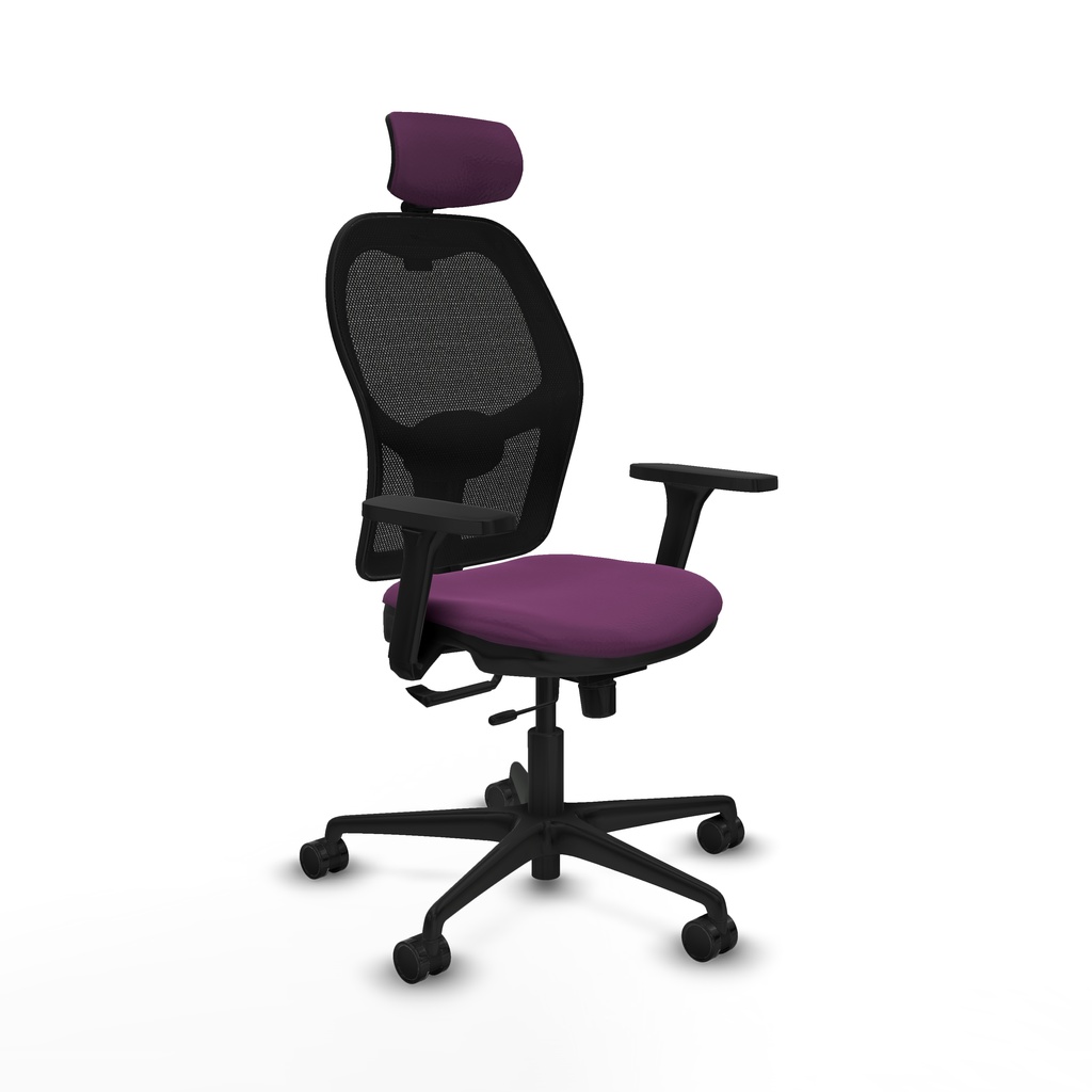 Jorquera traslack malla negra similpiel morado brazos 3D base nailon cabecero 2D ruedas 65mm nailon