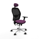 Jorquera traslack malla negra similpiel morado brazos 3D base aluminio cabecero fijo ruedas 65mm nailon