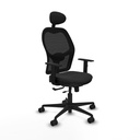 Jorquera traslack malla negra similpiel negro brazos 1D base nailon cabecero fijo ruedas 65mm nailon