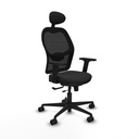 Jorquera traslack malla negra similpiel negro brazos 2D base nailon cabecero fijo ruedas 65mm nailon