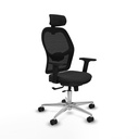 Jorquera traslack malla negra similpiel negro brazos 2D base aluminio cabecero 2D ruedas 65mm nailon