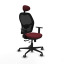 Jorquera traslack malla negra similpiel granate brazos 1D base nailon cabecero fijo ruedas 65mm engomada
