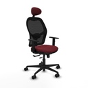 Jorquera traslack malla negra similpiel granate brazos 1D base nailon cabecero fijo ruedas 65mm nailon