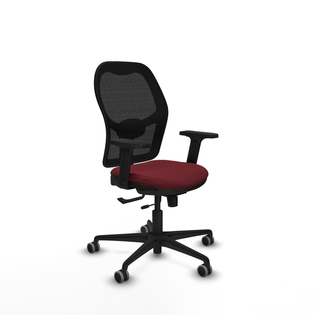 Jorquera traslack malla negra similpiel granate brazos 2D base nailon  ruedas 65mm engomada