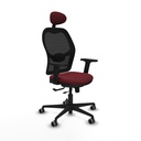 Jorquera traslack malla negra similpiel granate brazos 2D base nailon cabecero fijo ruedas 65mm engomada