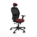 Jorquera traslack malla negra similpiel granate brazos 2D base nailon cabecero fijo ruedas 65mm nailon