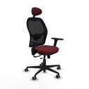 Jorquera traslack malla negra similpiel granate brazos 3D base nailon cabecero fijo ruedas 65mm engomada
