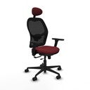 Jorquera traslack malla negra similpiel granate brazos 3D base nailon cabecero fijo ruedas 65mm nailon