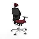 Jorquera traslack malla negra similpiel granate brazos 3D base aluminio cabecero fijo ruedas 65mm engomada