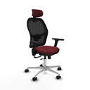 Jorquera traslack malla negra similpiel granate brazos 3D base aluminio cabecero 2D ruedas 65mm nailon