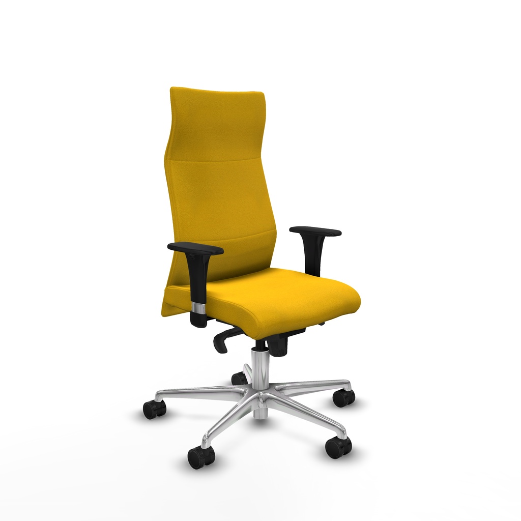 Albacete dirección sincro bali amarillo brazos 1D cromados base aluminio ruedas 65 nailon