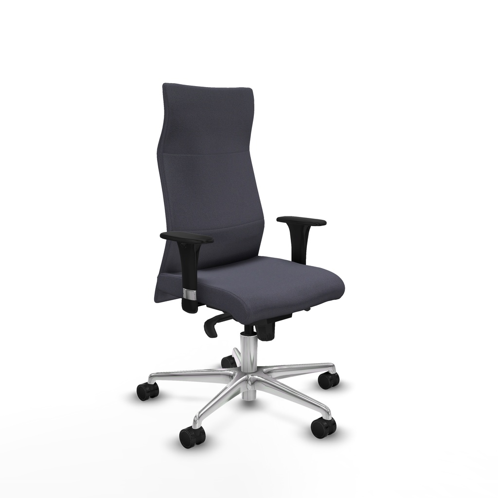 Albacete dirección sincro bali gris oscuro brazos 1D cromados base aluminio ruedas 65 nailon