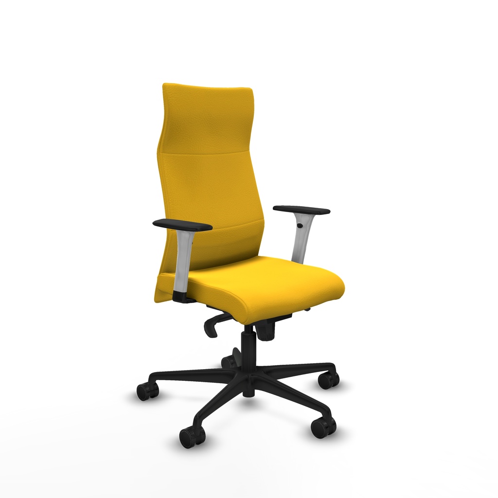 Albacete dirección sincro similpiel amarillo brazos 1D blancos base nailon ruedas 65 nailon
